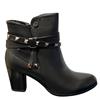 REDZ LDS STUD STRAP ZIP ANKLE BOOT - BLACK